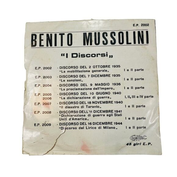 Benito Mussolini – Discorso Del 2 Ottobre 1935 "La Mobilitazione Generale" EP - Picture 2 of 7